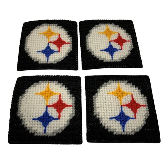 Pittsburgh Steelers NFL Football Fan Coaster Set Plastic Canvas Handmade - Picture 2 of 7